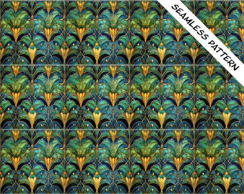 Art Nouveau | Art Deco | Ornate 1920s Style Design (#67), *SEAMLESS PATTERN* on a Glossy Ceramic Decorative Tile, Free Shipping to USA