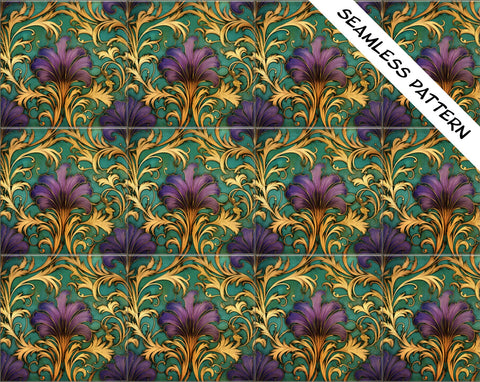 Art Nouveau | Art Deco | Ornate 1920s Style Design (#70), *SEAMLESS PATTERN* on a Glossy Ceramic Decorative Tile, Free Shipping to USA