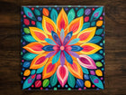Floral Radiance (#1), Art on a Glossy Ceramic Decorative Tile, Free Shipping to USA