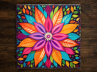 Floral Radiance (#2), Art on a Glossy Ceramic Decorative Tile, Free Shipping to USA