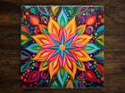 Floral Radiance (#6), Art on a Glossy Ceramic Decorative Tile, Free Shipping to USA