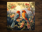 Two Lovebirds, Art on a Glossy Ceramic Decorative Tile, Free Shipping to USA