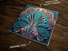 Ornate Art Deco Inspired Art, on a Glossy Ceramic Decorative Tile, Free Shipping to USA
