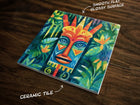 Tropical Tiki Inspired Art (#11), on a Glossy Ceramic Decorative Tile, Free Shipping to USA