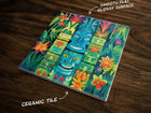 Tropical Tiki Inspired Art (#14), on a Glossy Ceramic Decorative Tile, Free Shipping to USA
