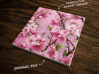 Garden Blooms (Pink), *SEAMLESS PATTERN* on a Glossy Ceramic Decorative Tile, Free Shipping to USA