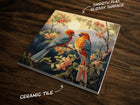 Two Lovebirds, Art on a Glossy Ceramic Decorative Tile, Free Shipping to USA