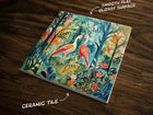 Tropical Lovebirds, Art on a Glossy Ceramic Decorative Tile, Free Shipping to USA