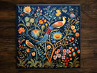 Floral Splendor (#3), Art on a Glossy Ceramic Decorative Tile, Free Shipping to USA