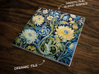Floral Splendor (#4), Art on a Glossy Ceramic Decorative Tile, Free Shipping to USA
