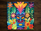 Tropical Tiki Inspired Art (#4), on a Glossy Ceramic Decorative Tile, Free Shipping to USA