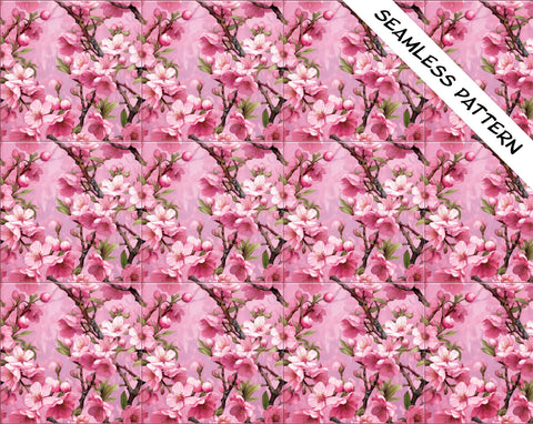 Garden Blooms (Pink), *SEAMLESS PATTERN* on a Glossy Ceramic Decorative Tile, Free Shipping to USA