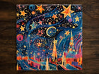The Night is Full of Wonders Art, on a Glossy Ceramic Decorative Tile, Free Shipping to USA