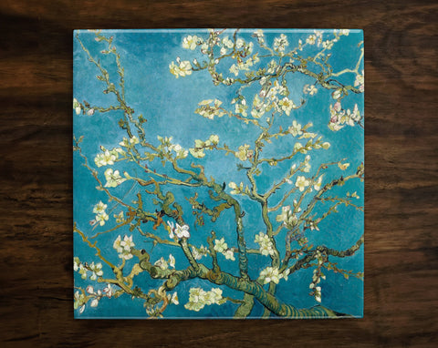 Almond blossom (1890) by Vincent van Gogh, Art on a Glossy Ceramic Decorative Tile, Free Shipping to USA