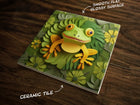 Cute Frog Art, on a Glossy Ceramic Decorative Tile, Free Shipping to USA