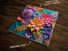 Beautiful Flowers, Art on a Glossy Ceramic Decorative Tile, Free Shipping to USA