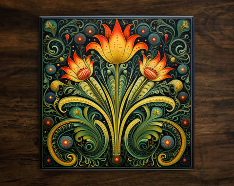 Art Nouveau | Art Deco | Ornate 1920s Style Design (#78), on a Glossy Ceramic Decorative Tile, Free Shipping to USA