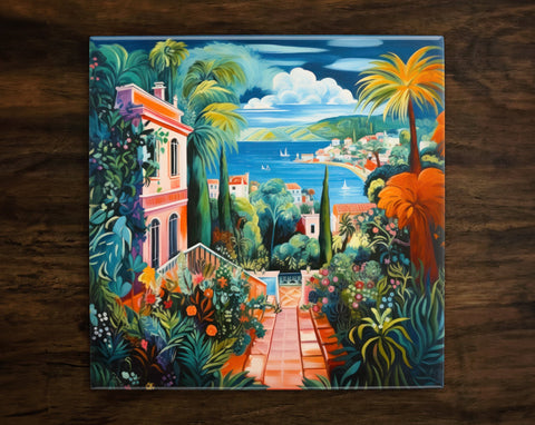 Paradise Found, Art on a Glossy Ceramic Decorative Tile, Free Shipping to USA