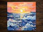 Sea Sunset Serenity, Art on a Glossy Ceramic Decorative Tile, Free Shipping to USA