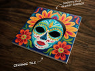 Day of the Dead | Día de Muertos Art (#3), on a Glossy Ceramic Decorative Tile, Free Shipping to USA