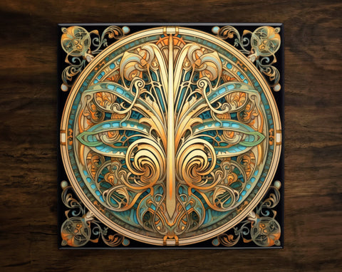 Art Nouveau | Art Deco | Ornate 1920s Style Design (#4), on a Glossy Ceramic Decorative Tile, Free Shipping to USA
