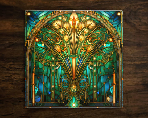 Art Nouveau | Art Deco | Ornate 1920s Style Design (#16), on a Glossy Ceramic Decorative Tile, Free Shipping to USA