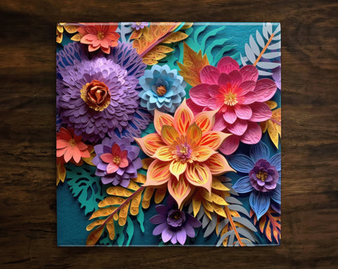 Beautiful Flowers, Art on a Glossy Ceramic Decorative Tile, Free Shipping to USA