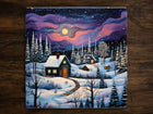 Cozy Winter Nights, Art on a Glossy Ceramic Decorative Tile, Free Shipping to USA