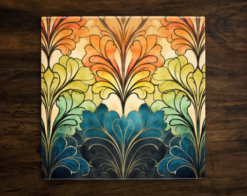 Art Nouveau | Art Deco | Ornate 1920s Style Design (#85), on a Glossy Ceramic Decorative Tile, Free Shipping to USA