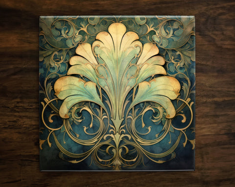 Art Nouveau | Art Deco | Ornate 1920s Style Design (#87), on a Glossy Ceramic Decorative Tile, Free Shipping to USA