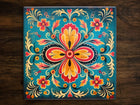 Vintage Style Folk Art Design (#2), on a Glossy Ceramic Decorative Tile, Free Shipping to USA