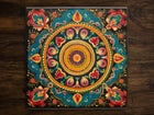 Vintage Style Folk Art Design (#5), on a Glossy Ceramic Decorative Tile, Free Shipping to USA