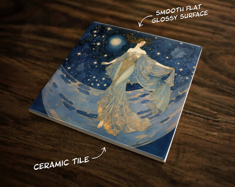 Angelic Dreams, Art on a Glossy Ceramic Decorative Tile, Free Shipping to USA