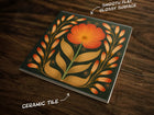 Botanical Harmony (#2), Art on a Glossy Ceramic Decorative Tile, Free Shipping to USA