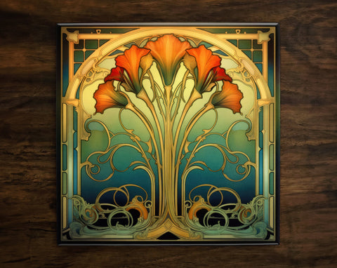 Art Nouveau | Art Deco | Ornate 1920s Style Design (#92), on a Glossy Ceramic Decorative Tile, Free Shipping to USA