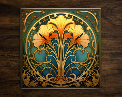 Art Nouveau | Art Deco | Ornate 1920s Style Design (#94), on a Glossy Ceramic Decorative Tile, Free Shipping to USA