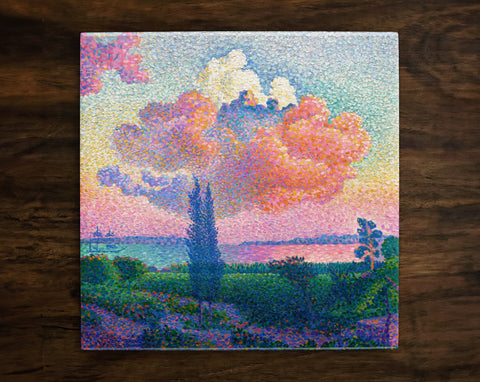 The Pink Cloud by Henri-Edmond Cross, Art on a Glossy Ceramic Decorative Tile, Free Shipping to USA