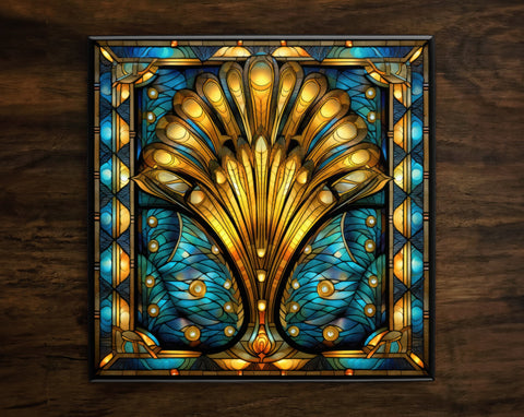 Art Nouveau | Art Deco | Ornate 1920s Style Design (#102), on a Glossy Ceramic Decorative Tile, Free Shipping to USA