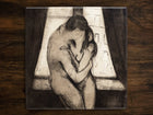 The Kiss by Edvard Munch, Art on a Glossy Ceramic Decorative Tile, Free Shipping to USA