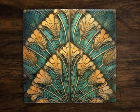 Art Nouveau | Art Deco | Ornate 1920s Style Design (#104), on a Glossy Ceramic Decorative Tile, Free Shipping to USA