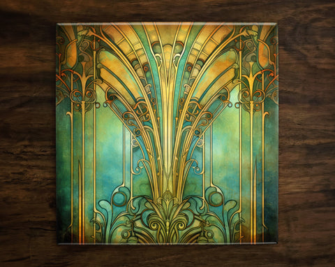 Art Nouveau | Art Deco | Ornate 1920s Style Design (#105), on a Glossy Ceramic Decorative Tile, Free Shipping to USA