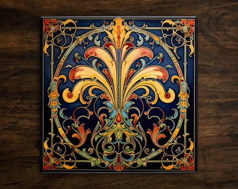 Art Nouveau | Art Deco | Ornate 1920s Style Design (#25), on a Glossy Ceramic Decorative Tile, Free Shipping to USA