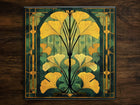 Ornate Vintage-Inspired Ginkgo Design (#1), on a Glossy Ceramic Decorative Tile, Free Shipping to USA
