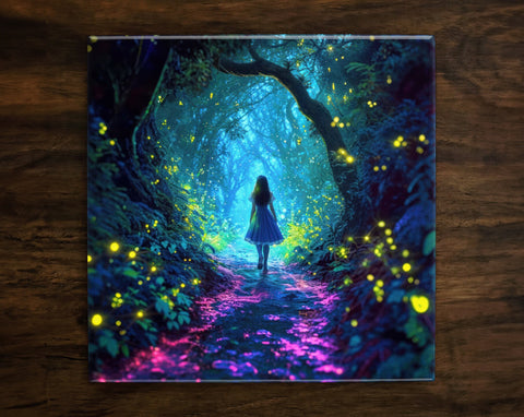 Alice in Wonderland Art, on a Glossy Ceramic Decorative Tile, Free Shipping to USA