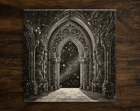 Gateway to Infinity, Art on a Glossy Ceramic Decorative Tile, Free Shipping to USA