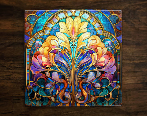 Art Nouveau | Art Deco | Ornate 1920s Style Design (#34), on a Glossy Ceramic Decorative Tile, Free Shipping to USA