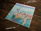Bathers Around a Rock by Theo Van Rysselberghe, Art on a Glossy Ceramic Decorative Tile, Free Shipping to USA