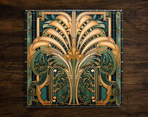 Art Nouveau | Art Deco | Ornate 1920s Style Design (#3), on a Glossy Ceramic Decorative Tile, Free Shipping to USA