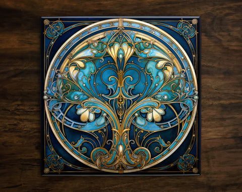 Art Nouveau | Art Deco | Ornate 1920s Style Design (#29), on a Glossy Ceramic Decorative Tile, Free Shipping to USA