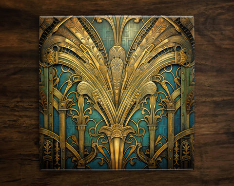 Art Nouveau | Art Deco | Ornate 1920s Style Design (#106), on a Glossy Ceramic Decorative Tile, Free Shipping to USA